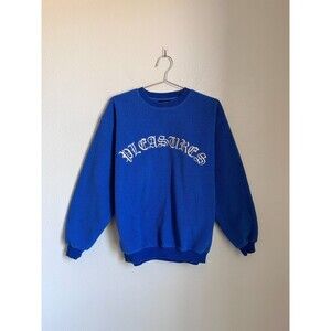 PLEASURES Mars Sherpa Crewneck Sweater in Blue Size SMALL